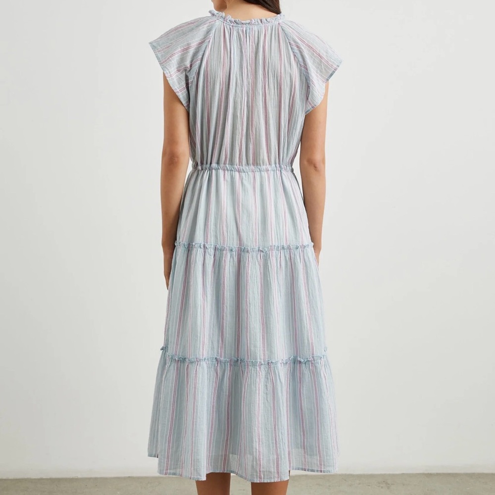 Rails Juni Placid Stripe Midi Dress Tiered Cotton Blue Pink Small - Picture 3 of 16